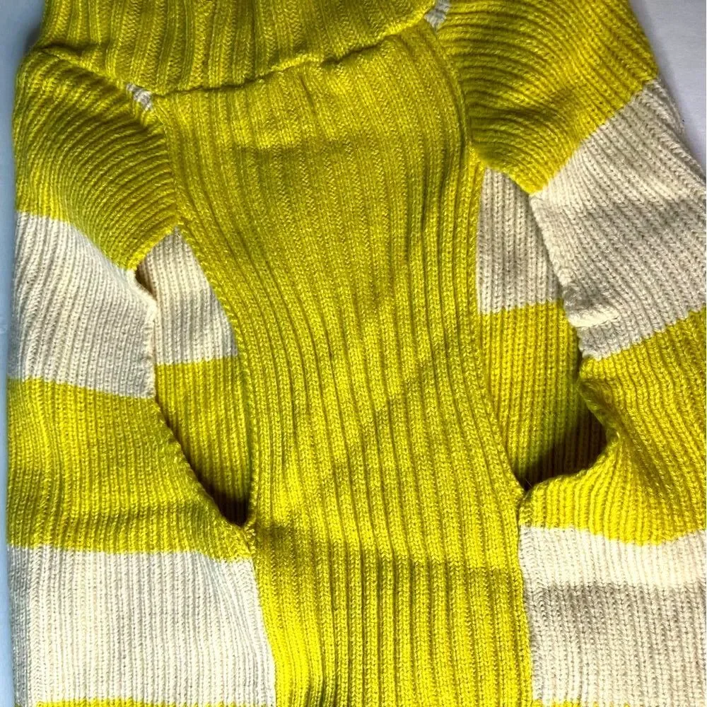 Boots & Barkley Mustard & Cream Stripe Cable Knit Dog or Cat Sweater Large New!